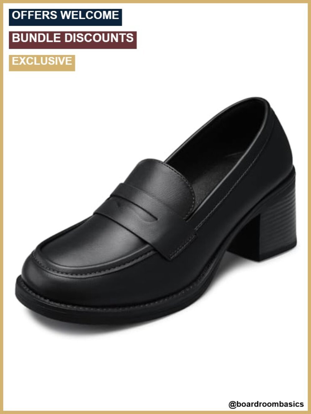 Women's Chunky Block Heel Penny Loafers Slip On Dress Shoes Office Wear